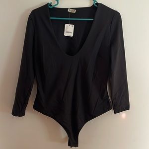 Free People Black long sleeve bodysuit